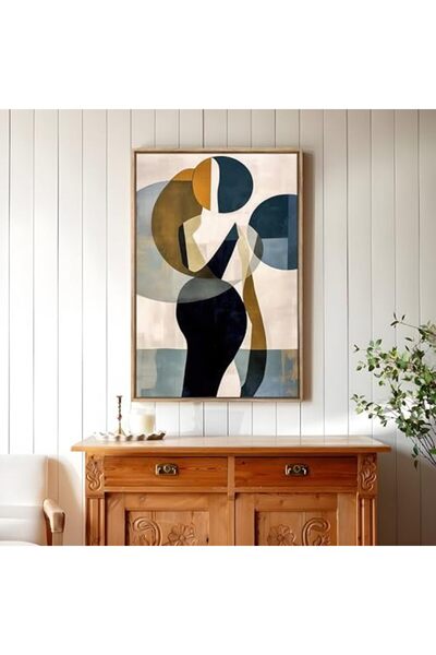 ALAYRA International ALAYRA Abstract Round Circle Canvas Wall Art Outer Frame...