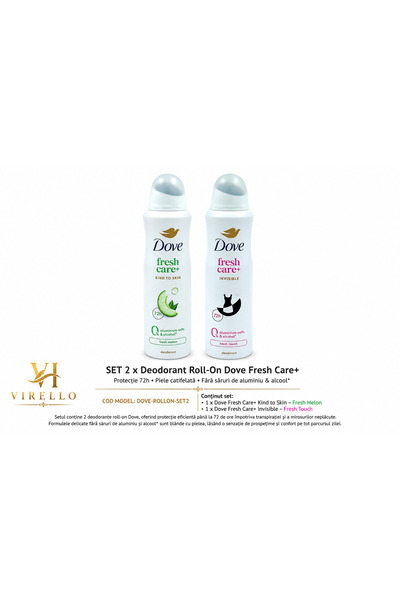 Dove Set 2 x Deodorant Spray Fresh Care+, Pepene proaspăt și Atingere proaspă...