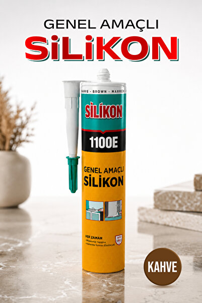 Badem10 1100E Genel Amaçlı KAHVERENGİ Duşakabin Silikonu Küf Tutmaz Geniş Kul...