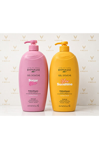 BYPHASSE Set 2 Geluri de Duș Glow, Sugar Glow & Sunshine, cu Prebiotice, 2 x 2 L