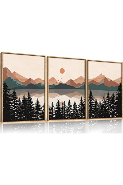ALAYRA International Signtouch Mountain Mid Century Nature Wall Art 3-Piece W...