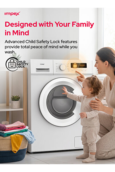 IMPEX 6 KG Front Load Washing Machine 1200 RPM BLDC Inverter Motor 11 Menus LED Display WM0600JFS