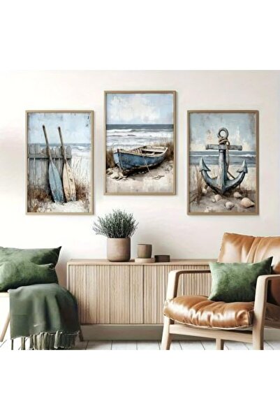 ALAYRA International Signtouch Nautical Vintage Ocean Theme Wall Art 3-Piece ...