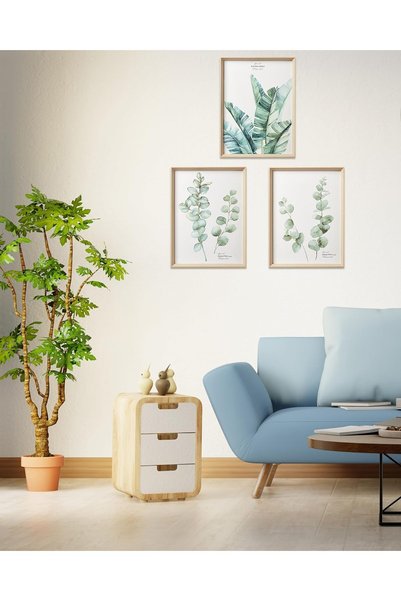 ALAYRA International Signtouch Navy Blue Floral Botanical Wall Art 3-Piece Wo...