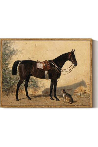 ALAYRA International Signtouch Retro Horse Animal Vintage Framed Canvas Wall ...