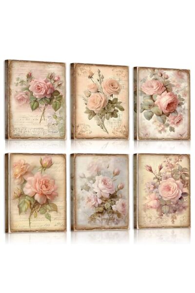 ALAYRA International Signtouch Flowers Pink Rose Floral Wall Art 6-Piece Oute...
