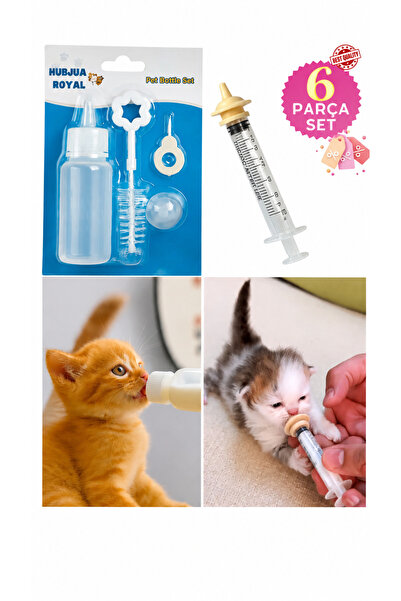 Yavru kedi besleme biberon silikon uç enjektör seti