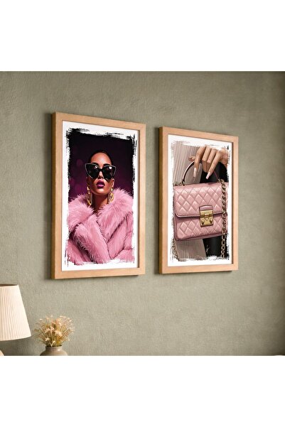 ALAYRA International Signtouch Pink Fashion Boutique Wall Art 2-Piece Natural...