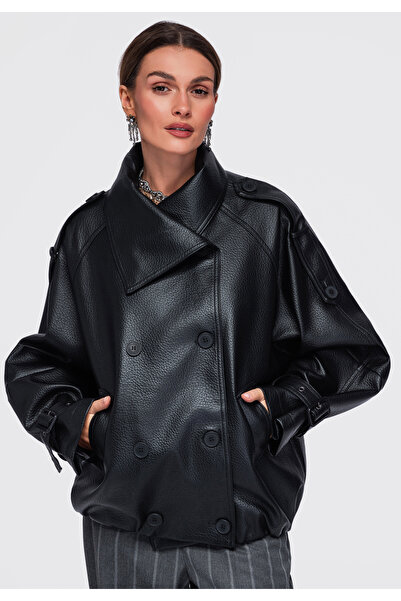 OMBRE Damen-Bomberjacke, Oversize-Passform, Untertellernlang OW-JAFL-0139 Sch...