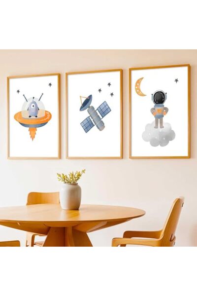 ALAYRA International ALAYRA Space Astronaut Satellite Kids Wall Art 3-Piece O...