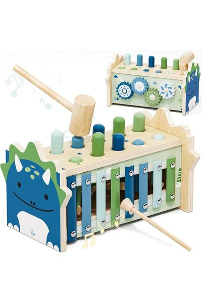 GENERAL Lehu Castle Wooden Hammering Toy for Children 1 2 3 Years Old (Green)...