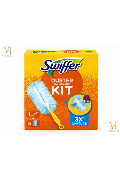 Swiffer Duster Kit – Pămătuf pentru Praf cu Mâner și 5 Rezerve, 3X Capture
