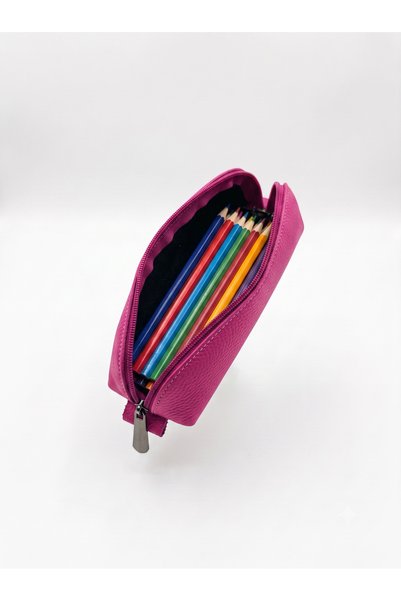 SANAT Genuine Leather Triangular Pen Holder - Pen Case 19cm X 6cm X 6cm (Pen Holder)