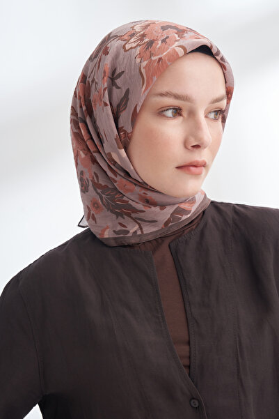 ARMANDA Eșarfă Garden Melody Pattern The Tencel Edit - Vizon închis