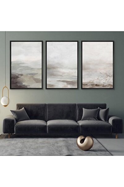 ALAYRA International Signtouch Gray Abstract Minimalist Wall Art 3-Piece Natu...