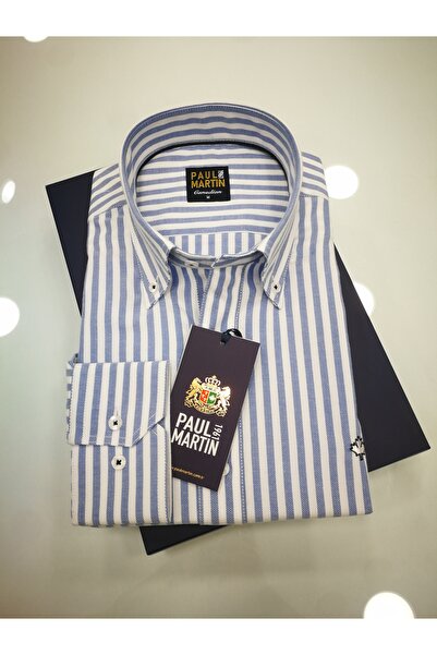 Paul Martin Canadian Striped Oxford 100% Cotton Fabric Men's Shirt