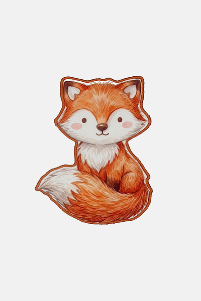 decofav Cute Baby Fox Patterned Embroidered Cocktail Napkin 1 Piece