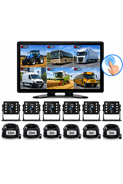 Navigold 10.1" İnç Dokunmatik 6 Kanal Araç Kamera ve Monitör Seti – Traktör, Biçerdöver, Kamyon, Otobüs, Servis