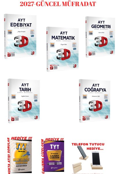 3D Yayınları 2027 Güncel AYT Eşit Ağırlık Soru Bankası Seti+3'lü HEDİYE!!!