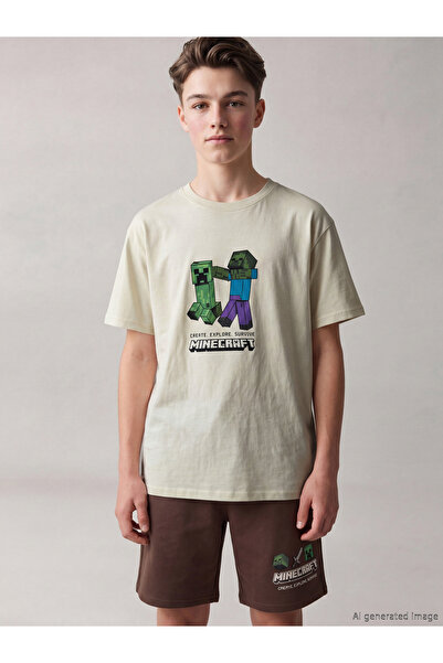 LC Waikiki Set de pantaloni scurți pentru băieți cu imprimeu Minecraft
