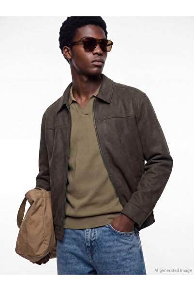 LC Waikiki Loose Fit Shirt Collar Men's Suede Coat