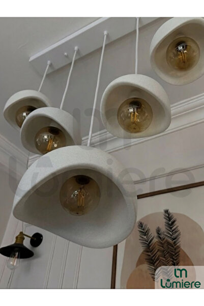 lumiere Design Kumanda Kontrollü 5’li Beton Görünümlü Sarkıt Avize – Yemek Ma...
