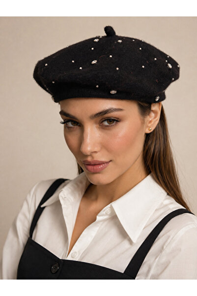 Luminos Butik Black Stone Detailed Painter Beret Bere1102
