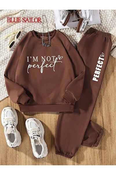 macklin Unisex Women's and Men's Iam Not Perfect Printed Oversize 3 Thread Cr...