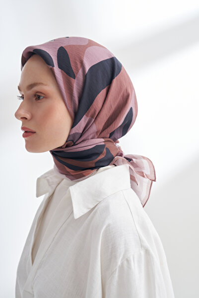 ARMANDA Eșarfă cu model Muză Florală, ediția Tencel - Pudră Mată