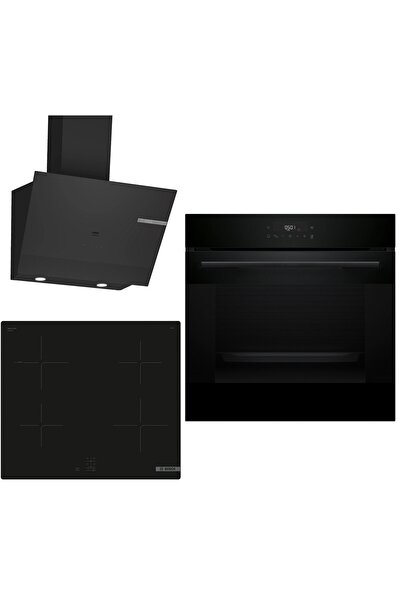 Bosch indüksiyon Ocaklı Siyah 3 lü Ankastre Set 649 ( HJG852YB0T - PUG61KAA5E...