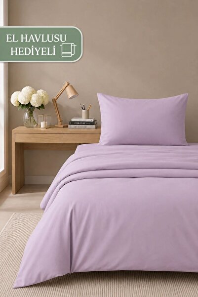 Anılsan 100% Cotton Lilac Student Set - Single Duvet Cover Set + 1 Pillow + 1...