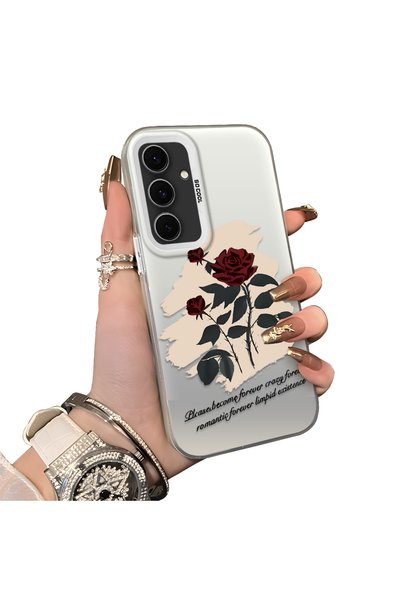 CHICASELUX Samsung Galaxy S24 Fe Compatible Retro Red Rose Printed Impact Pro...