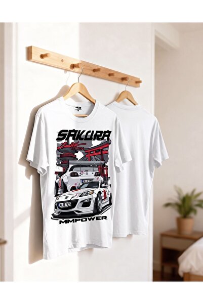 Özel Tasarım Siyah Sakura Mazda RX8 T-Shirt