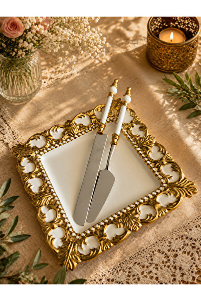 CASA DE BELLA Valonia Gold Büyük Boy Kare Sunum Servisi 26cm