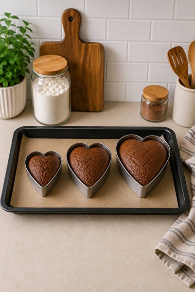 Kitchen Way Metal 3-Piece Heart Cookie Cake Mold Heart-Shaped Pastry Dessert ...