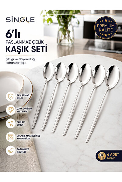 Single 6-Piece Stainless Spoon Set for Long-Term Use