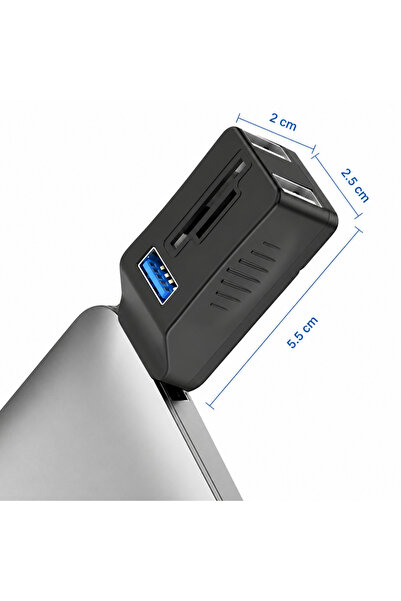 Alfais 6080 Usb 3.0 Hub 5 Port Çoklayıcı SD TF Micro SD MMC Kart Okuyucu Splitter Çevirici