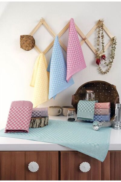 60x40 cm Pamuklu Kare Dokulu Mutfak Bezi – 5’lı Set
