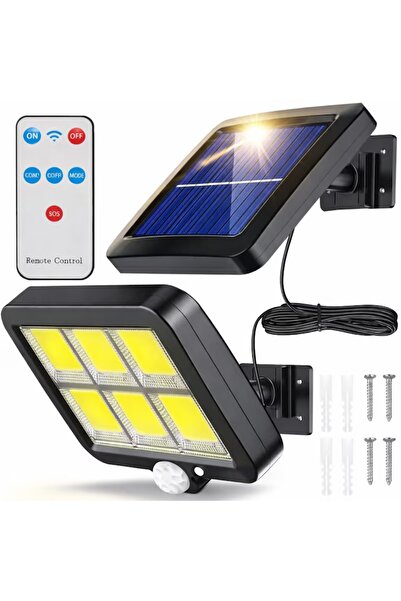 MACVI ®   Lampă solară LED COB de 30W, 120 LED-uri, Senzor de mișcare, Teleco...