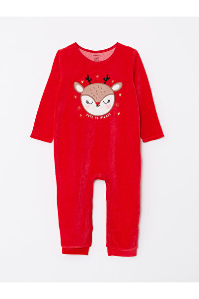LC Waikiki Crew Neck Long Sleeve New Year Themed Baby Girls' Jumpsuit