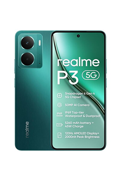 realme Telefon mobil P3, 256GB, 8GB RAM, 5G, Dual Sim, Starlight Green (Verde)