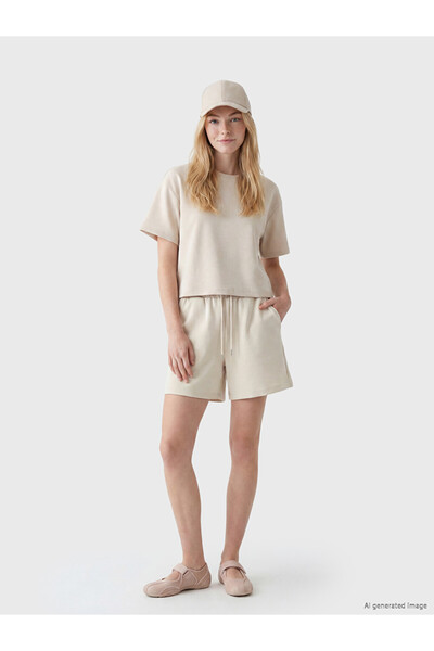LC Waikiki Peak New Season Beige Soft Touch Women's Shorts