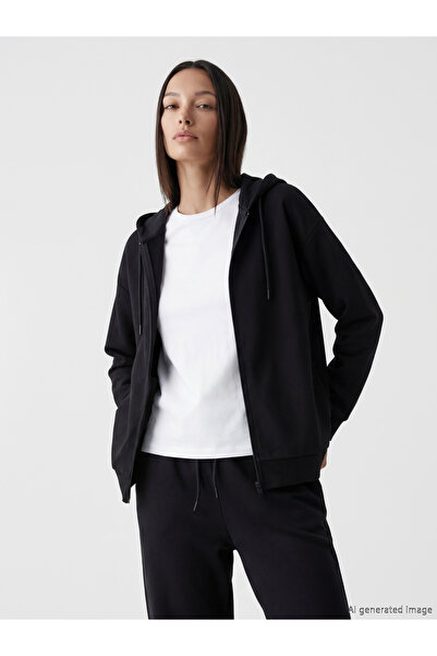 LC Waikiki Soft Touch Oversize Women's Zippered Sweatshirt