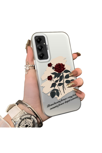 CHICASELUX Samsung Galaxy A05S Compatible Retro Red Rose Printed Impact-Resis...