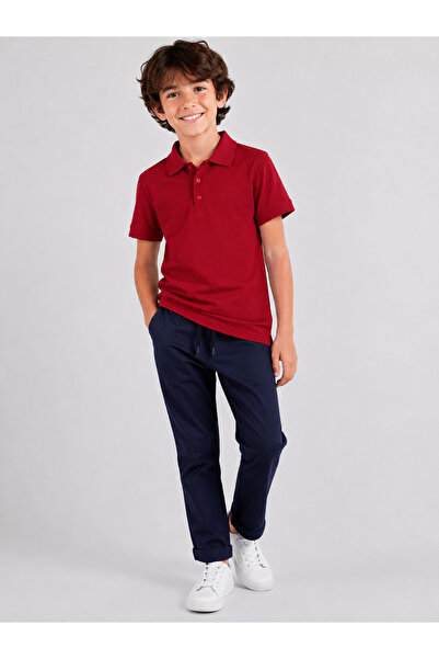 Çelix Kids Boys' Non-Curling Polo Collar Short Sleeve Cotton Basic School T-S...
