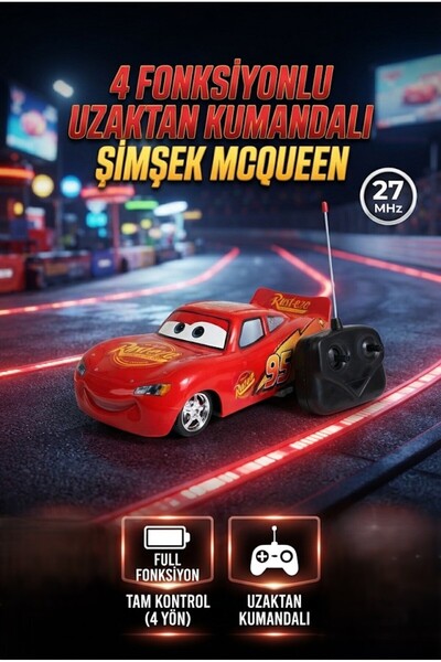 Tıfıl Toys 4 Fonksiyonlu Uzaktan Kumandalı Şimşek McQueen - Hızlı ve Dayanıkl...