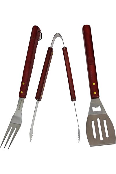 Blackstone BBQ Tool Set 3 Pieces with Wooden Handles, Tongs Spatula Meat Fork...