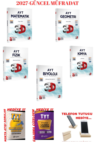 3D Yayınları 2027 Güncel AYT Sayısal Soru Bankası Seti+3'lü HEDİYE!!!