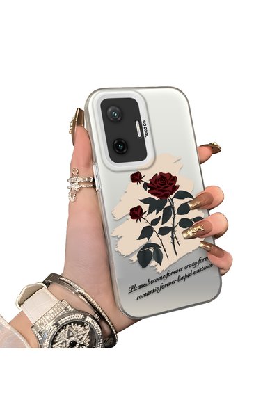 CHICASELUX Poco F7 Compatible Retro Red Rose Printed Impact Protective Rigid ...