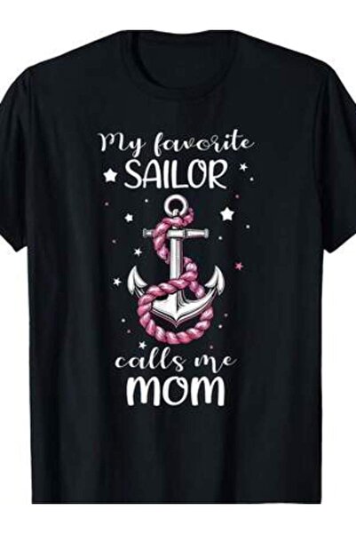 k222 تي شيرت مطبوع عليه عبارة "My Favorite Sailor Calls Me Mom" لعيد الأم بتص...